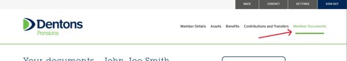 arrow pointing to member documents section within adviser portal
